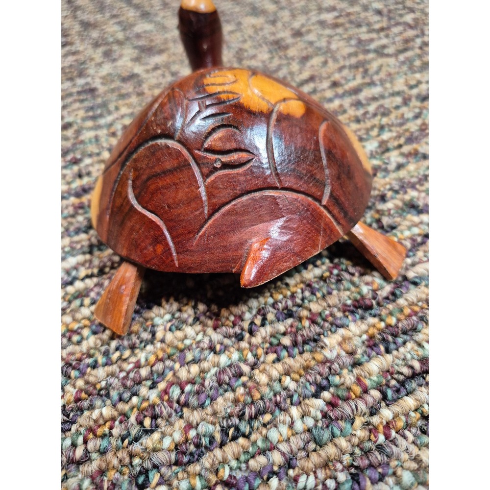 Hand‎ Carved Wood Turtle Figurine Folk Art Rustic Decor Small Sculpture - Picture 5 of 6